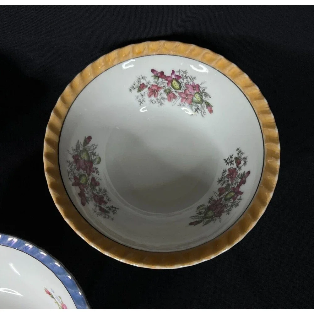Vintage Yamatsu Japan Lusterware Soup Cereal Bowl Floral Design 7